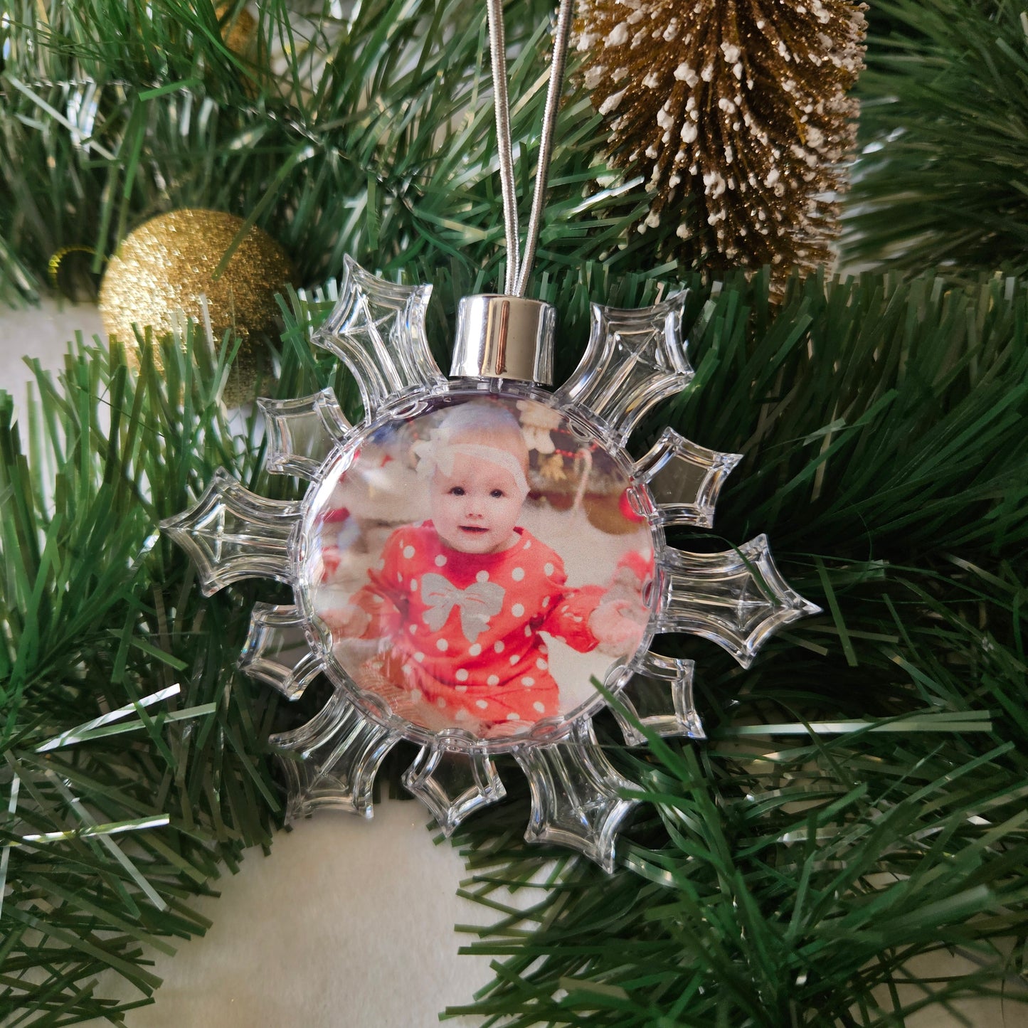 Boule de Noël Flocon de neige - Photos recto verso