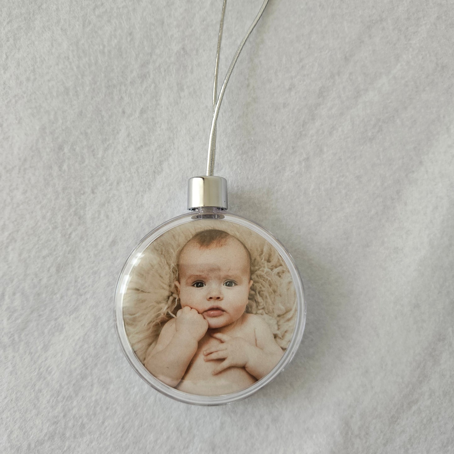 Boule de Noël Ronde Plate - Photos recto verso