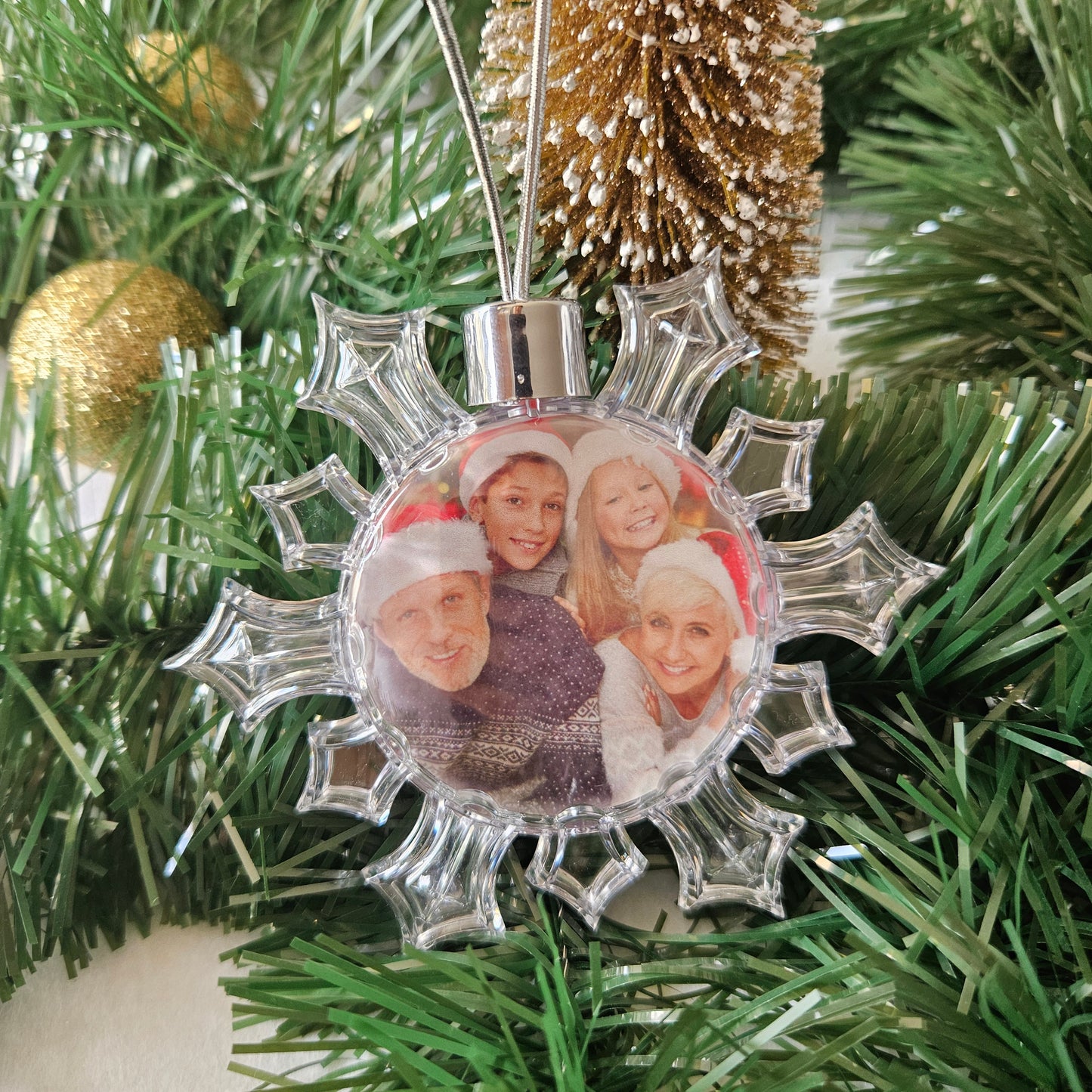 Boule de Noël Flocon de neige - Photos recto verso