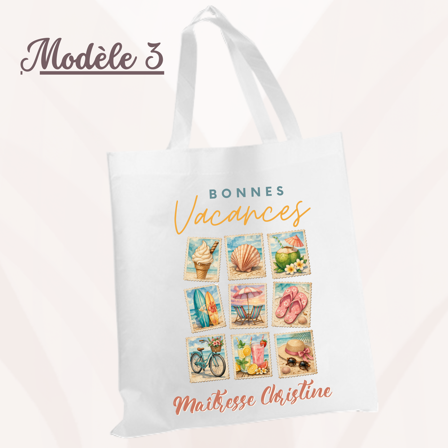 Fouta de plage + Tote Bag personnalisé - Maîtresse Atsem Aesh
