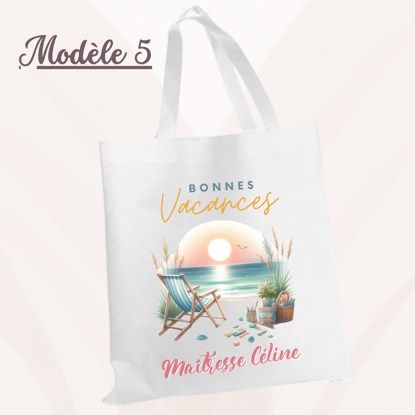 Fouta de plage + Tote Bag personnalisé - Maîtresse Atsem Aesh