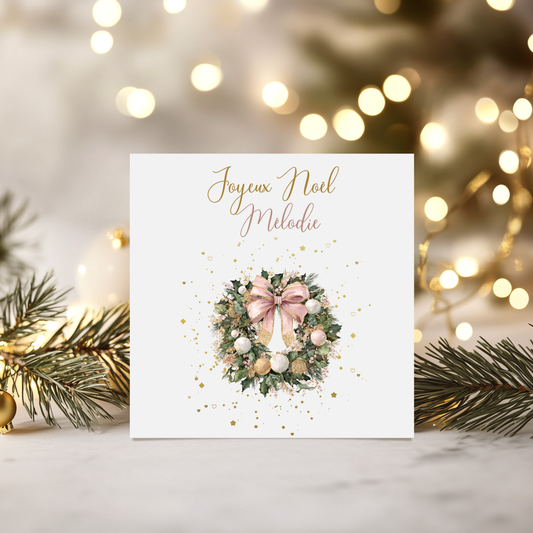 Carte de vœux de Noël personnalisée - Couronne de Noël