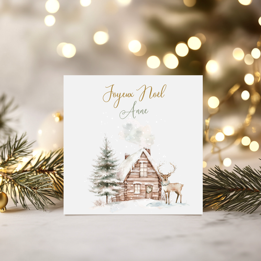 Carte de vœux de Noël personnalisée - Chalet