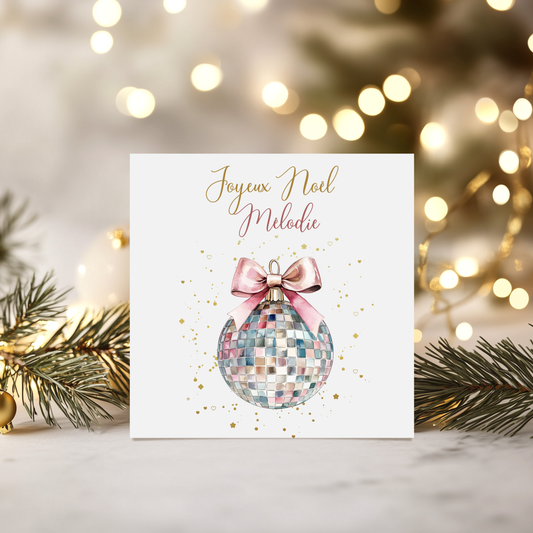 Carte de vœux de Noël personnalisée - Boule de Noël à facettes