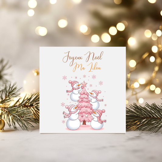 Carte de vœux de Noël personnalisée -Bonhommes de neige