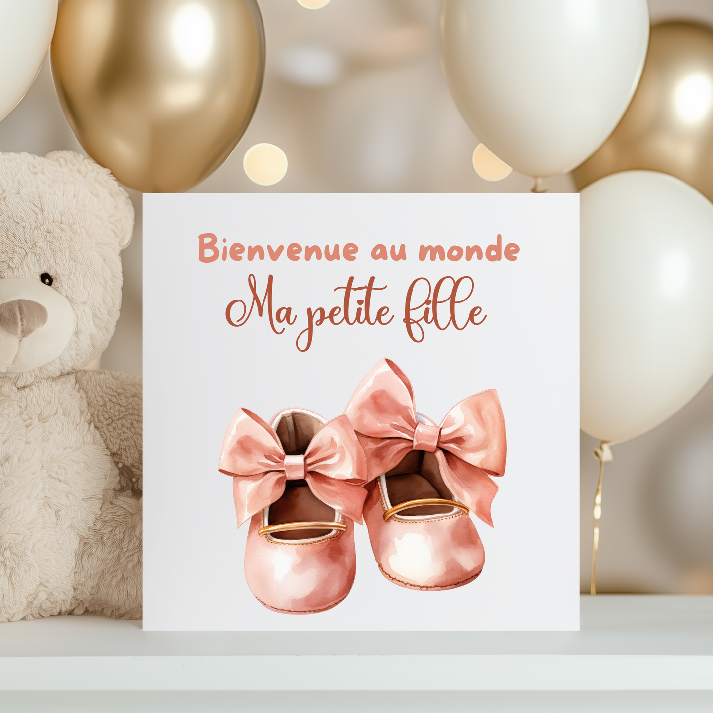 Carte de vœux personnalisée - Chaussons Rose