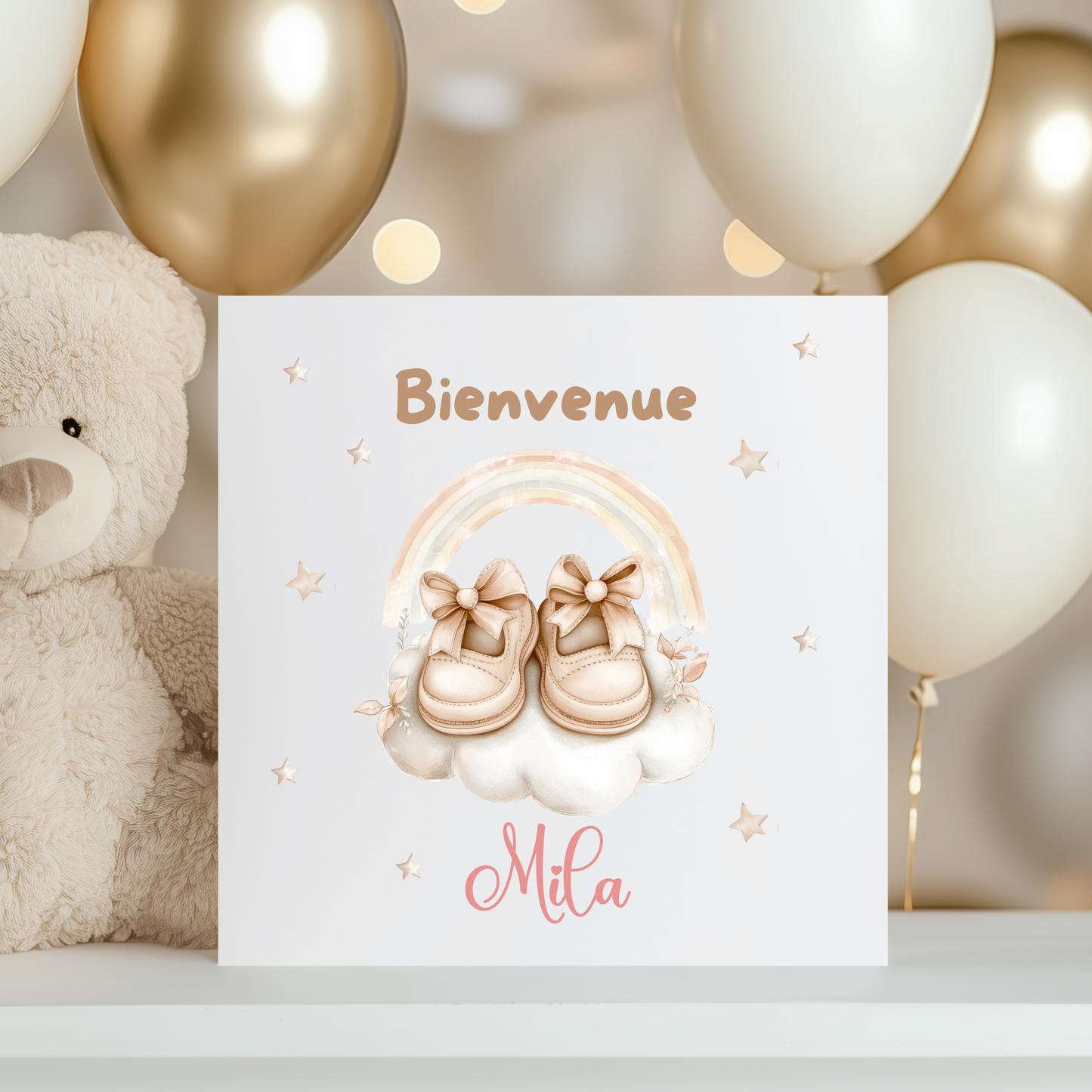 Carte de vœux personnalisée - Chausson et nuage