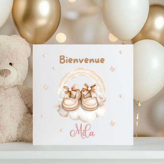 Carte de vœux personnalisée - Chausson et nuage