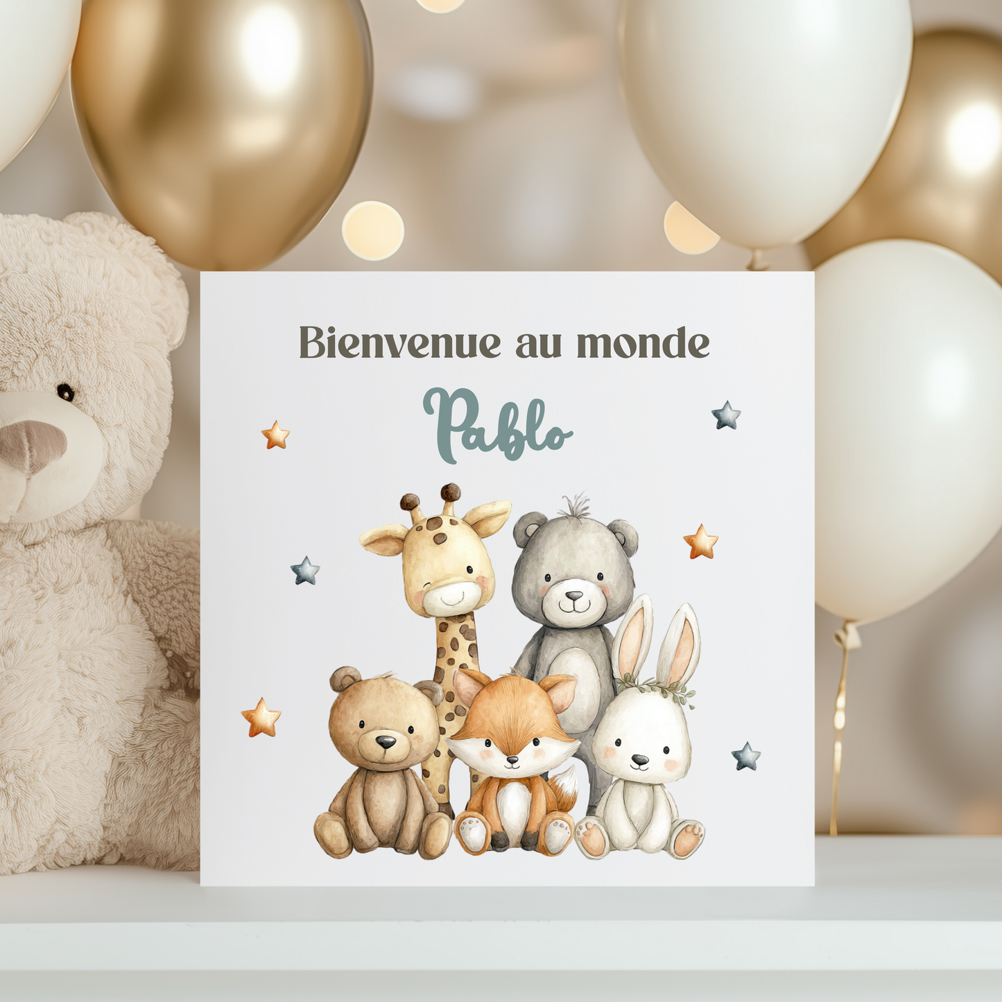 Carte de vœux personnalisée - Animaux