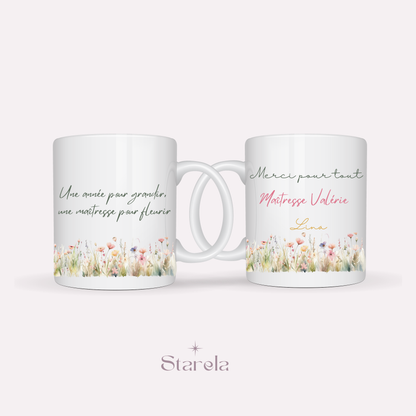 Mug Maîtresse / Atsem/ Aesh / Nounou personnalisable - Maîtresse pour fleurir