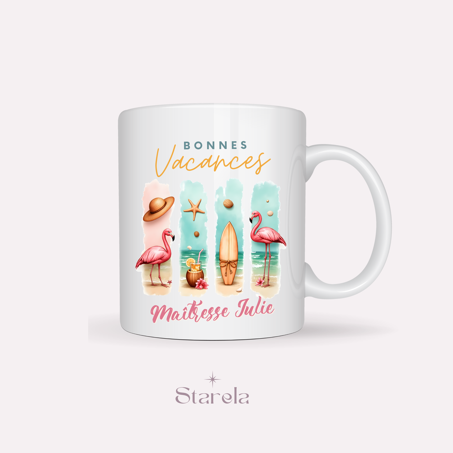 Mug Maîtresse / Atsem/ Aesh / Nounou personnalisable - Bonnes vacances