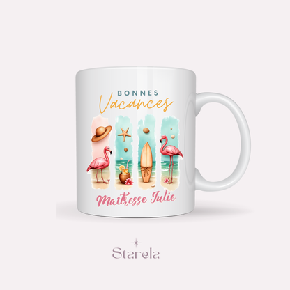 Mug Maîtresse / Atsem/ Aesh / Nounou personnalisable - Bonnes vacances