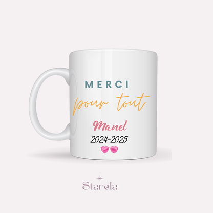 Mug Maîtresse / Atsem/ Aesh / Nounou personnalisable - Bonnes vacances