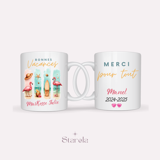 Mug Maîtresse / Atsem/ Aesh / Nounou personnalisable - Bonnes vacances