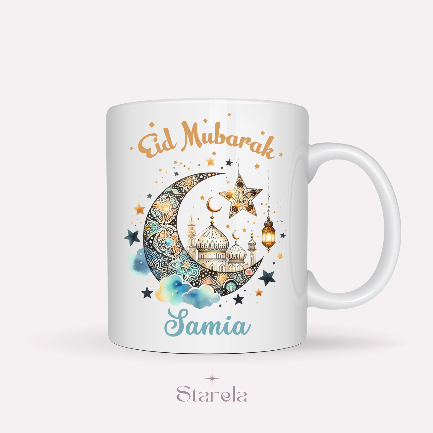 Mug Eïd personnalisable - Eïd Mubarak - Bleu