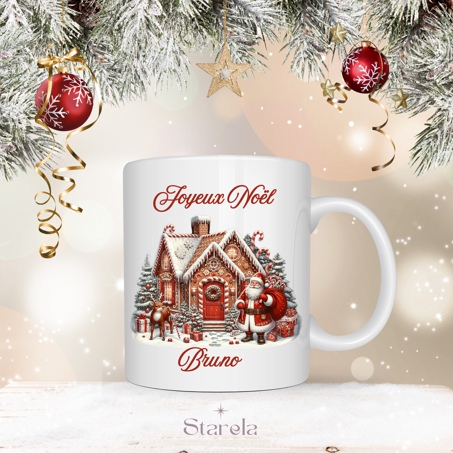 Mug Noël personnalisable - Maison et Père Noël