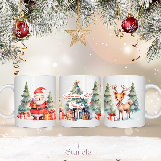 Mug Noël personnalisable - Père Noël et Rennes