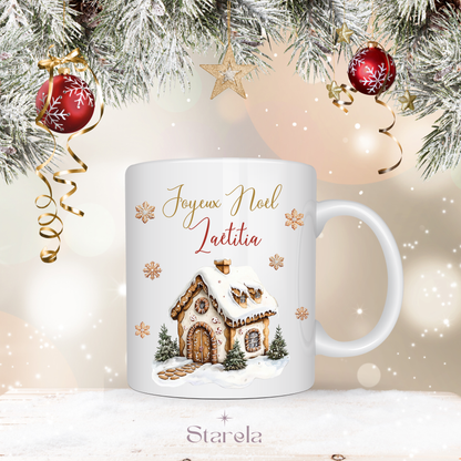 Mug Noël personnalisable - Maison pain d'épices