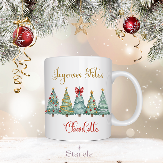Mug Noël personnalisable - 5 Sapins