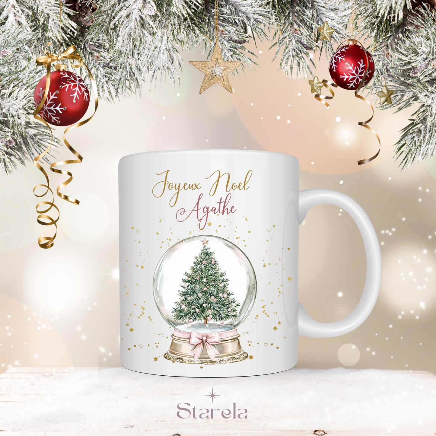 Mug Noël personnalisable - Boule de Noël et Sapin