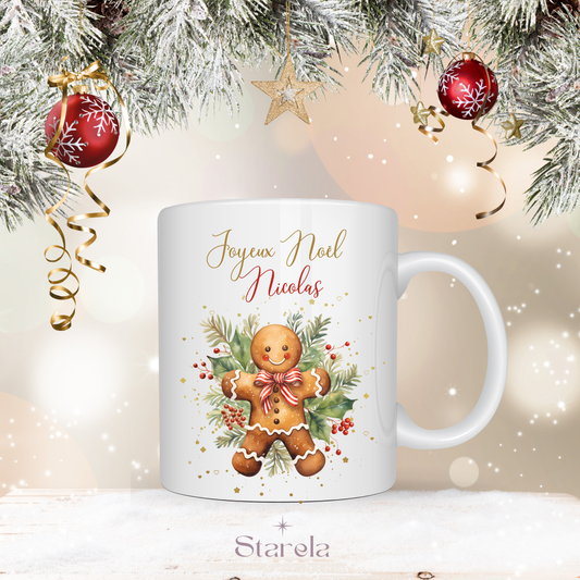 Mug Noël personnalisable - Bonhomme pain d'épices