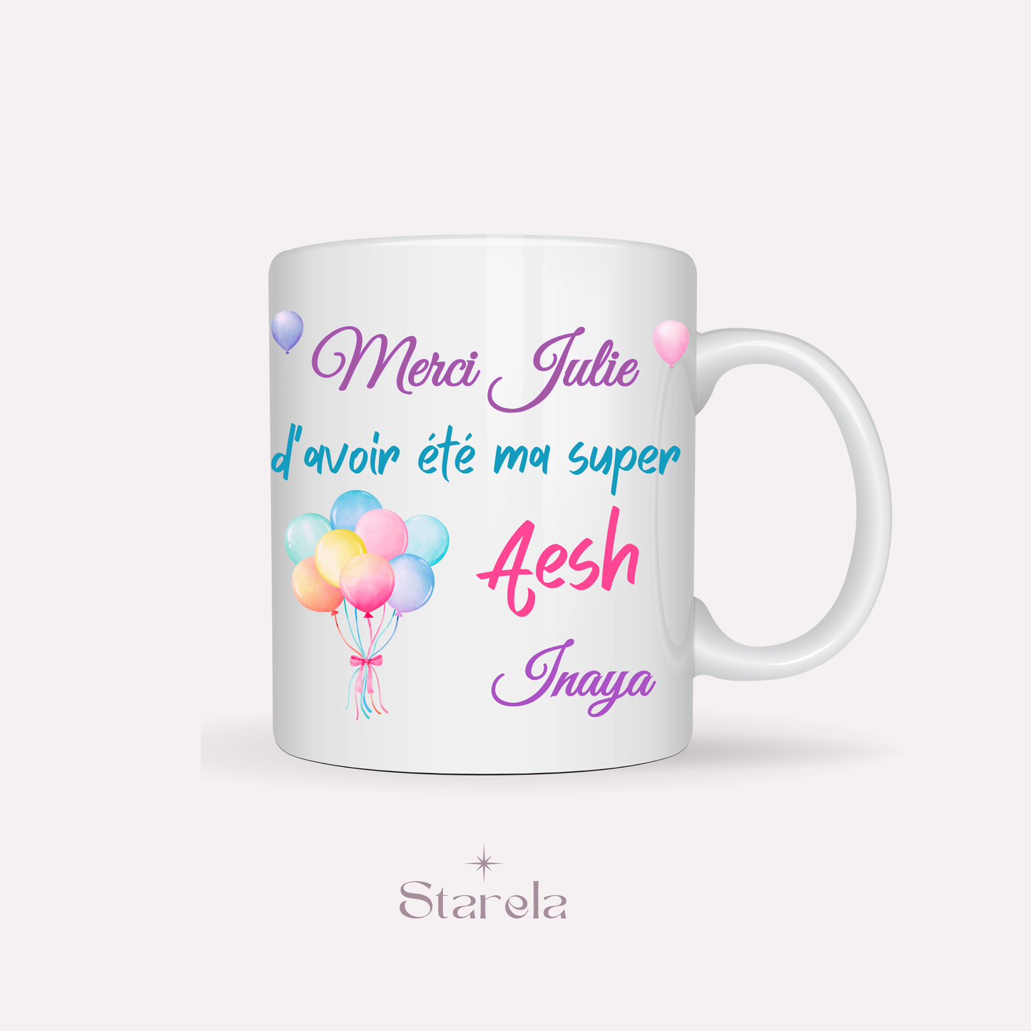 Mug Maîtresse / Atsem/ Aesh / Nounou personnalisable - Ballons