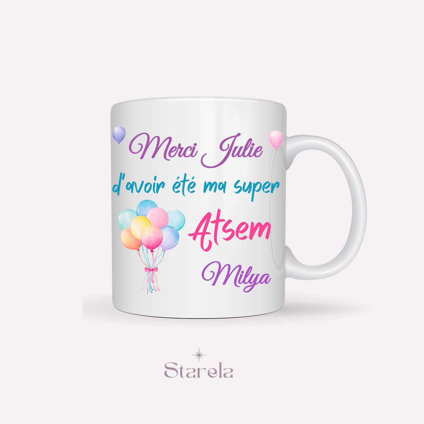 Mug Maîtresse / Atsem/ Aesh / Nounou personnalisable - Ballons