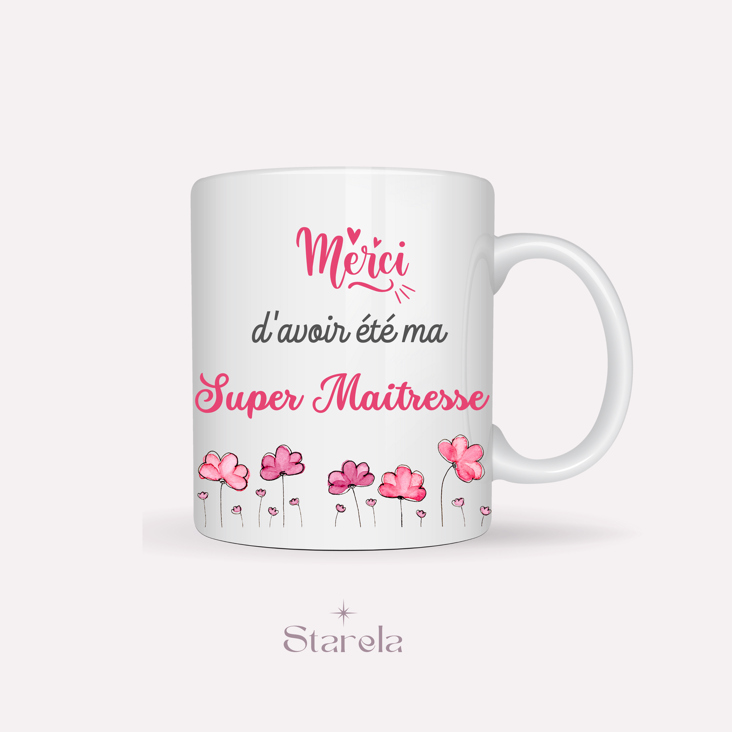 Mug Maîtresse / Atsem/ Aesh / Nounou personnalisable - Fleurs roses
