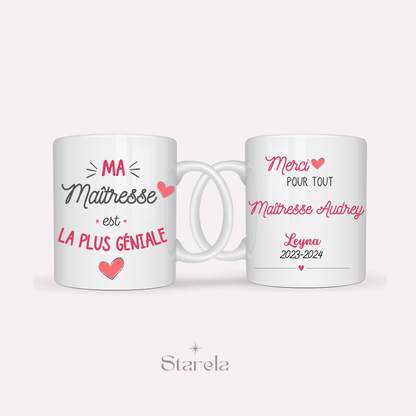 Mug Maîtresse / Atsem/ Aesh / Nounou personnalisable - Maîtresse la plus géniale