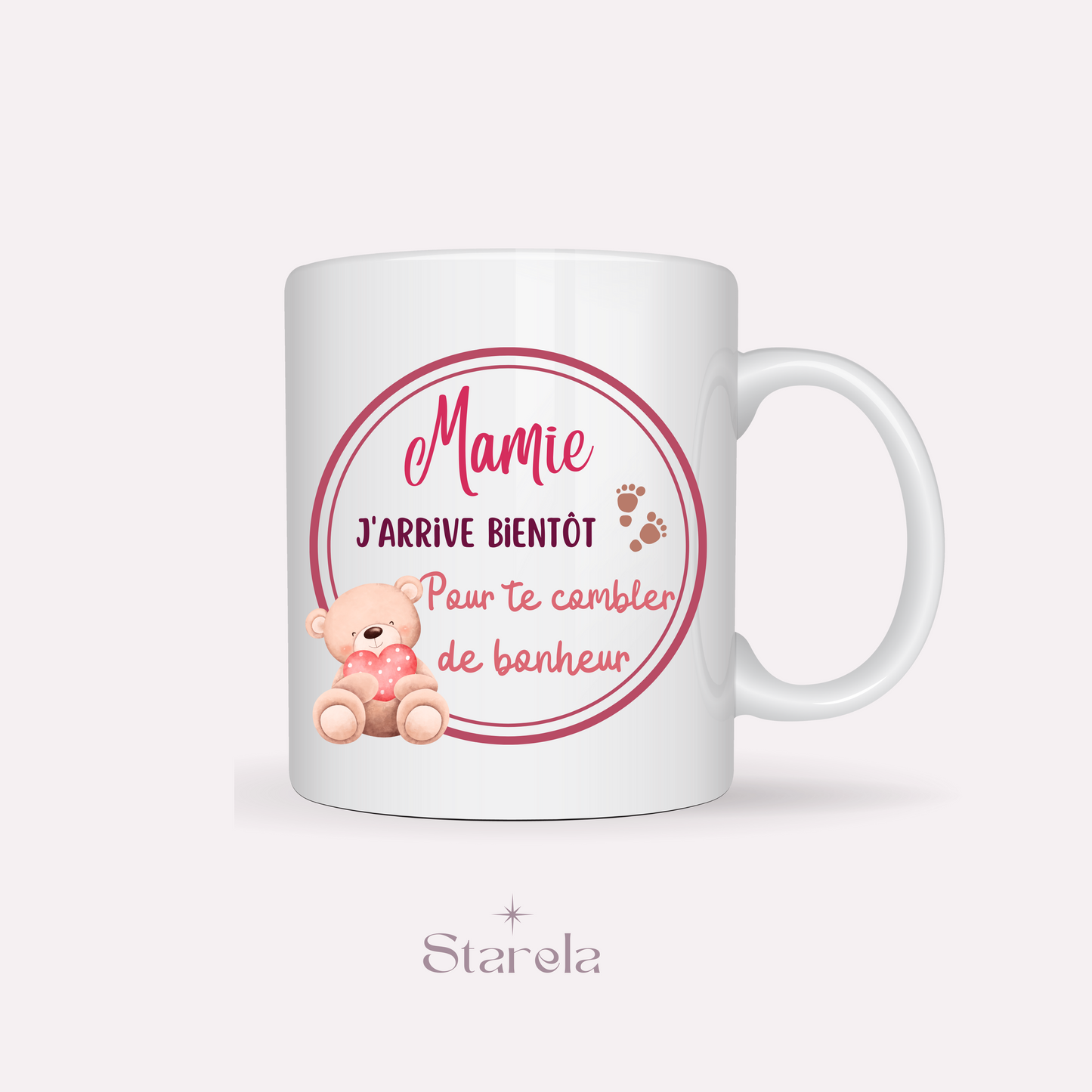 Mug Mamie j'arrive bientôt - Rose