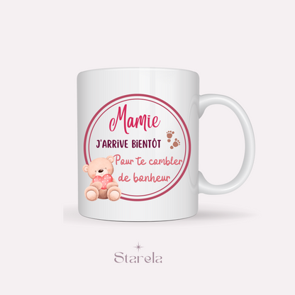 Mug Mamie j'arrive bientôt - Rose