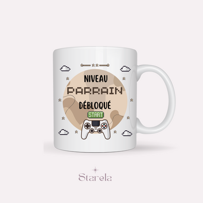 Mug Niveau parrain débloqué - beige
