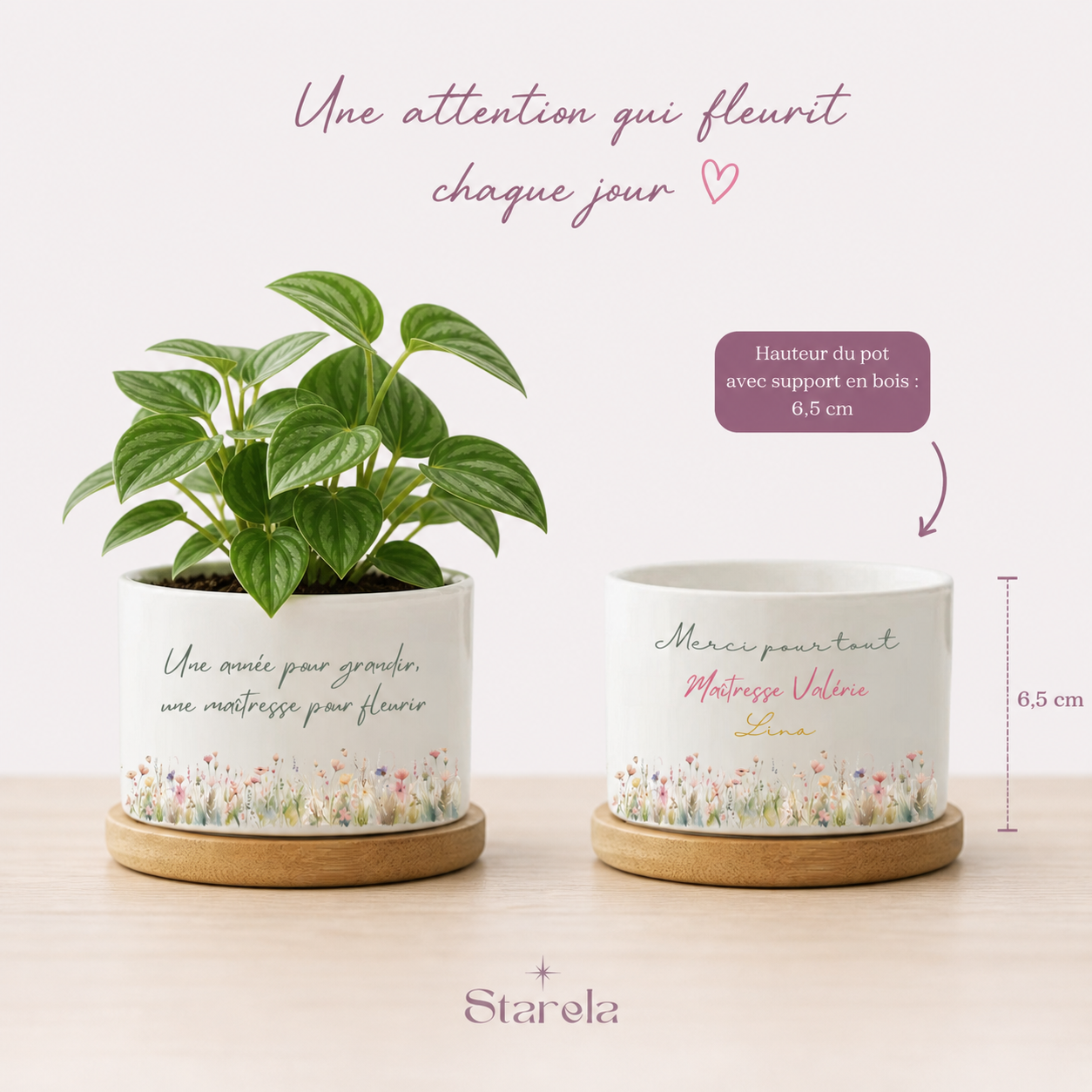 Pot de plante personnalisé Maîtresse ATSEM AESH