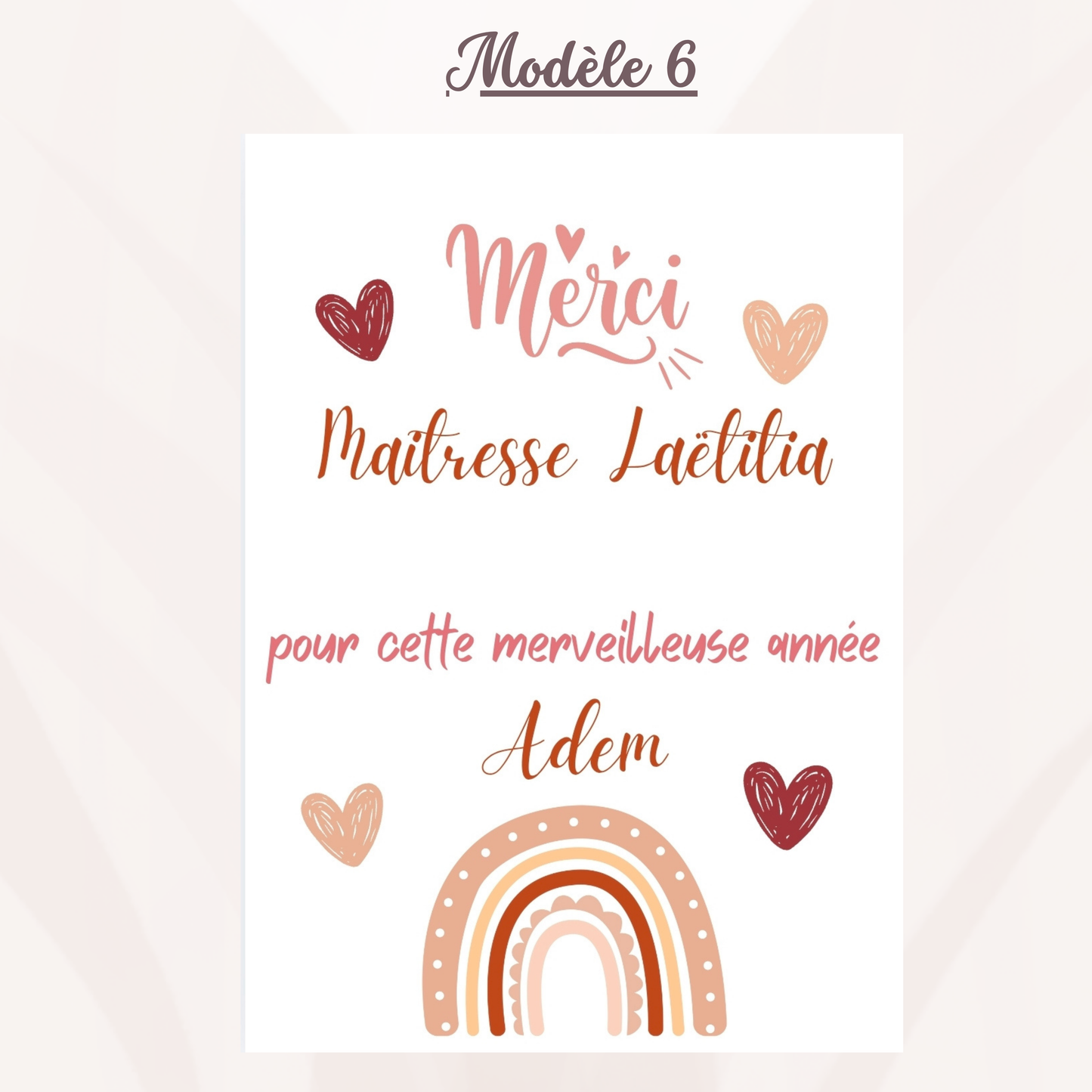 Carte bijoux personnalisée - cadeau Maîtresse, Atsem, Aesh