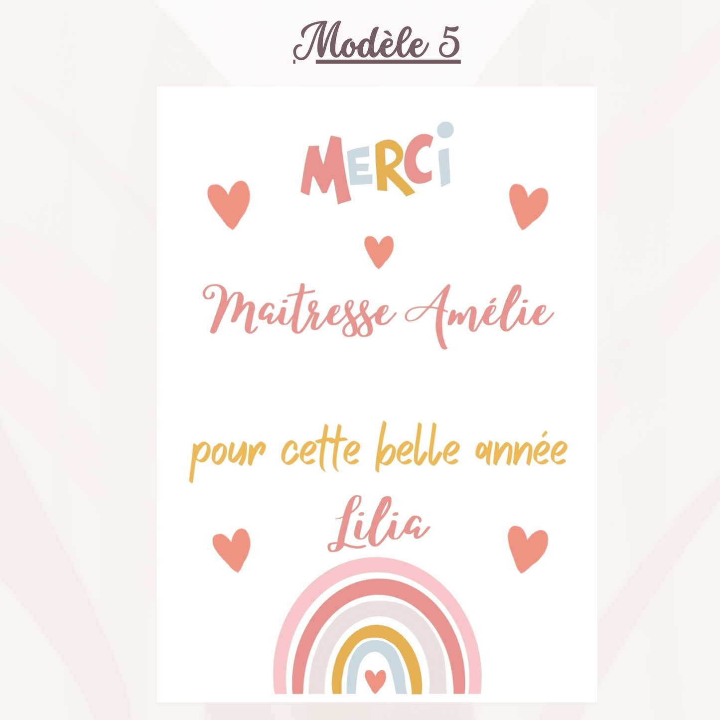 Carte bijoux personnalisée - cadeau Maîtresse, Atsem, Aesh
