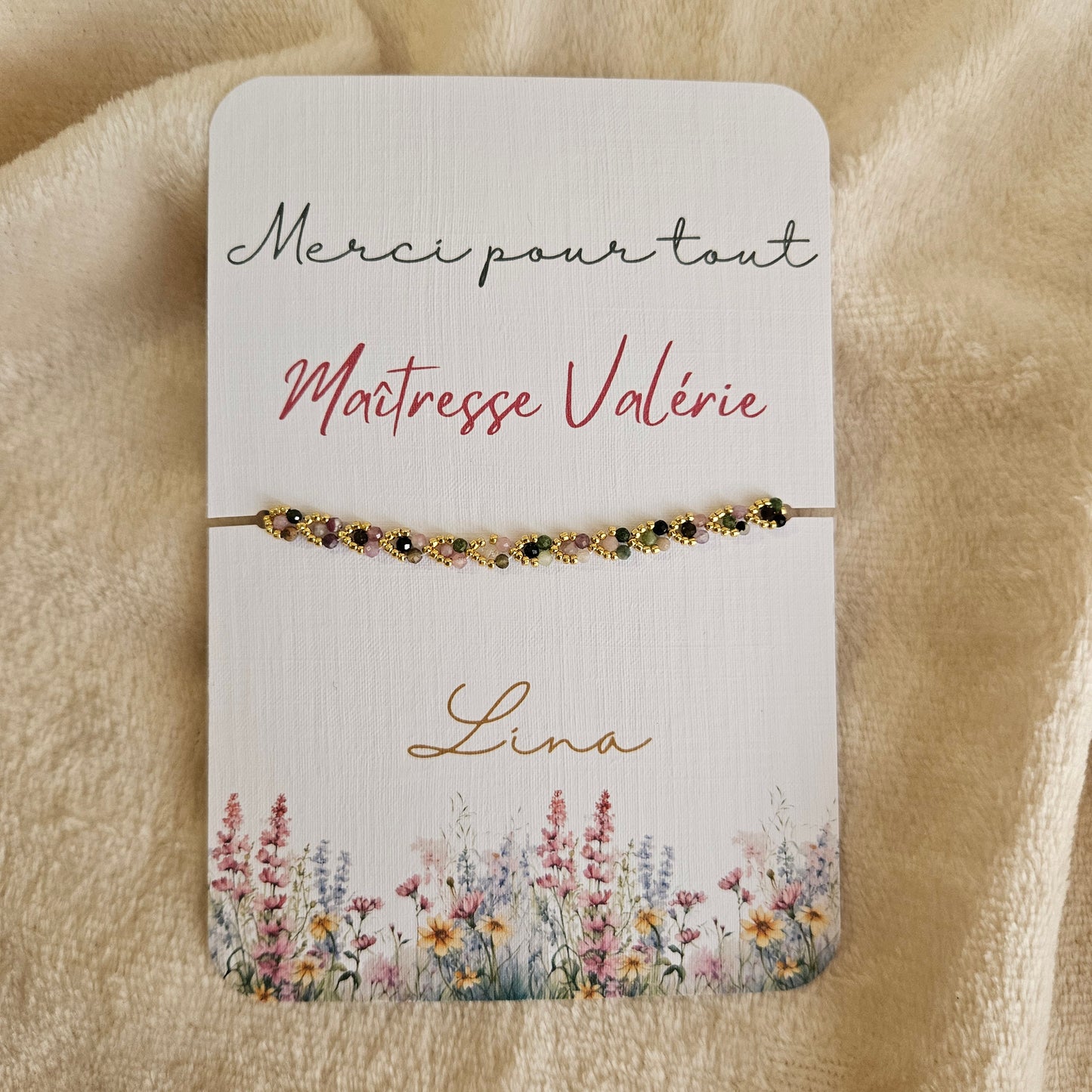 Carte bijoux personnalisée - cadeau Maîtresse, Atsem, Aesh