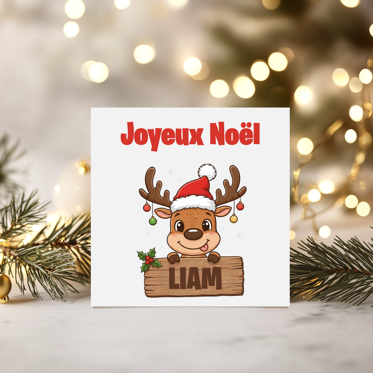 Carte de vœux de Noël personnalisée - Renne