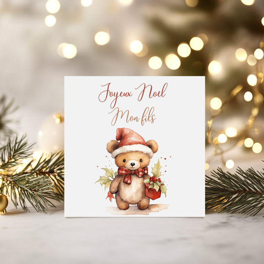 Carte de vœux de Noël personnalisée - Ourson
