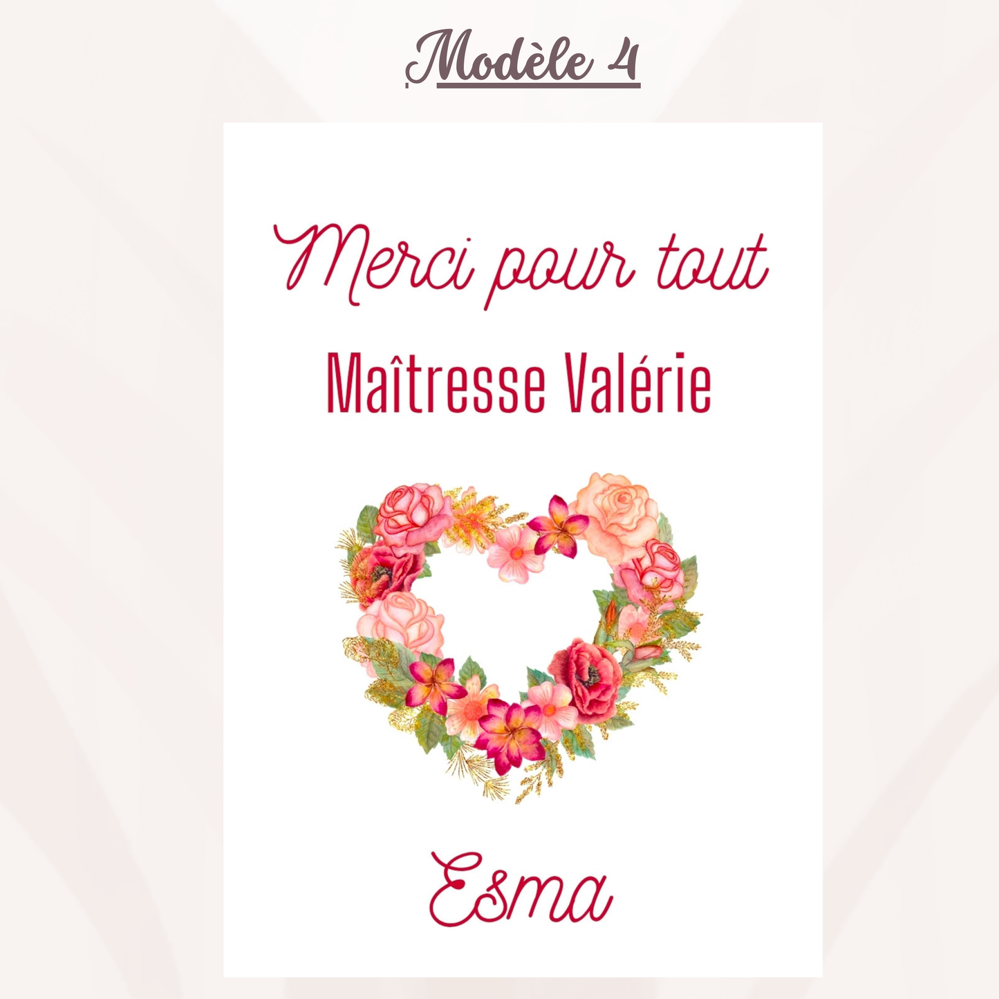 Carte bijoux personnalisée - cadeau Maîtresse, Atsem, Aesh