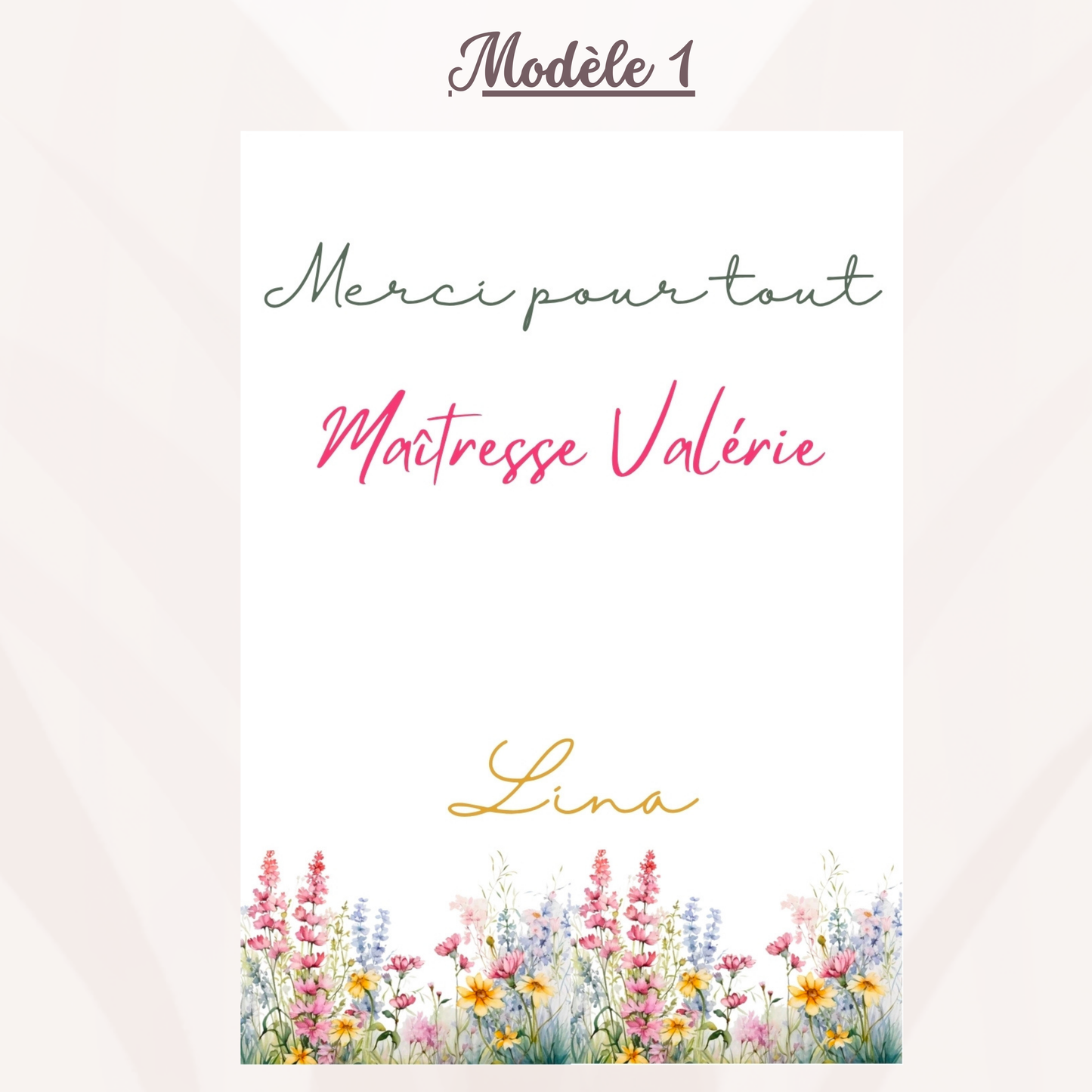 Carte bijoux personnalisée - cadeau Maîtresse, Atsem, Aesh