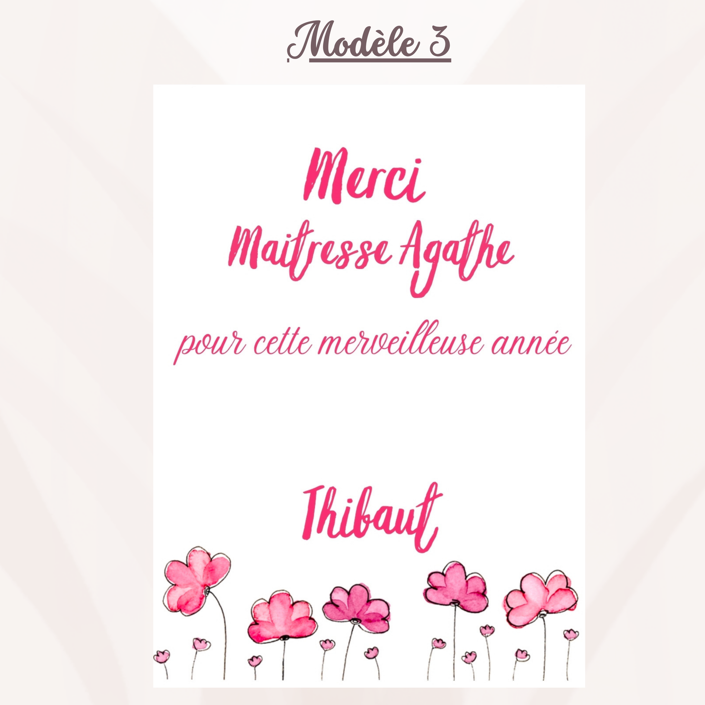 Carte bijoux personnalisée - cadeau Maîtresse, Atsem, Aesh